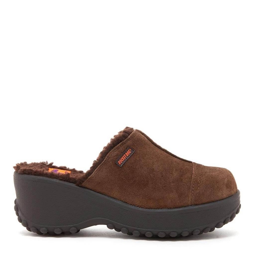 🆕 Rocket Dog ‘Fran’ Brown Nubuck W/ Faux Shearling Clogs 8.5 - Picture 3 of 14